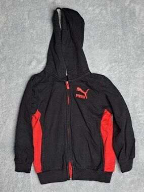 Puma Kids Black & Red Zip-Up Hoodie 4T